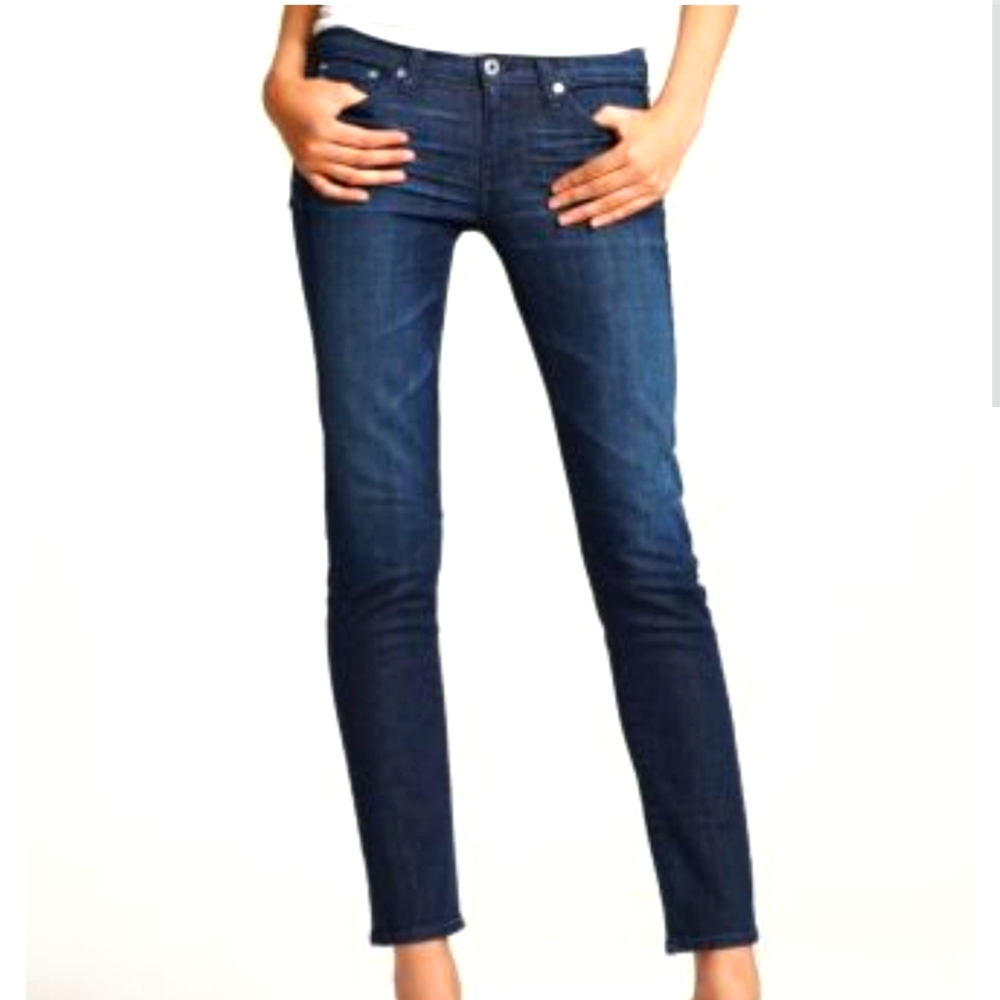 AG Dark Blue Jeans Raw Hem (27R & 26inseam) Adriano Goldschmied Low Rise 90s